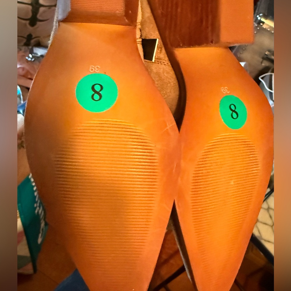 House of Harlow 1960 NWT Sz 8 Women's Tan Leather Suede Heel Ankle Boots (SH039) - Picture 14 of 15